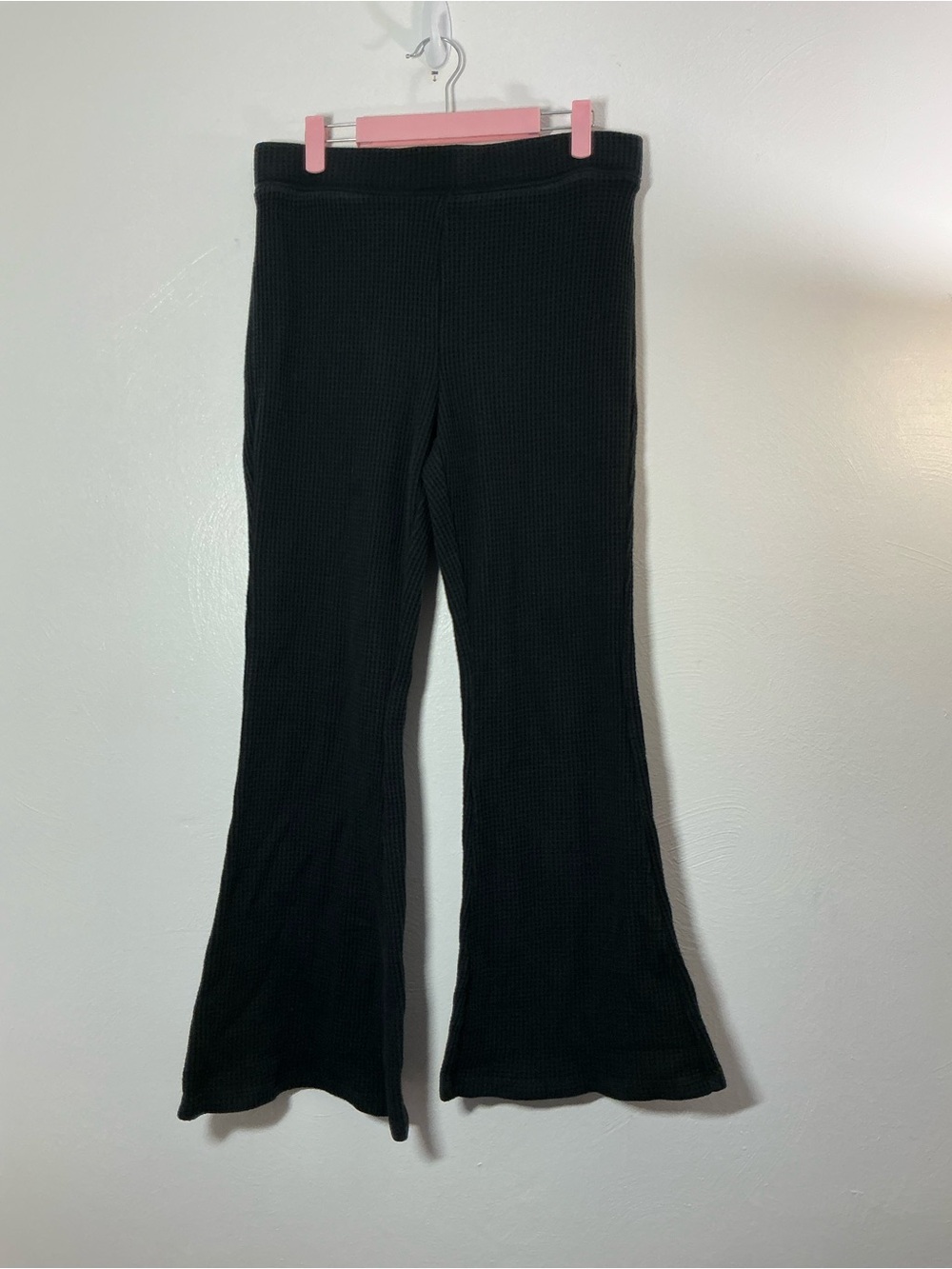 Aerie Waffle Knit Black Flare Sweatpants Size Large
